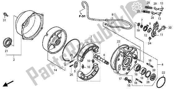 Tutte le parti per il Pannello Freno Posteriore del Honda TRX 500 FA Fourtrax Foreman Rubicon 2013