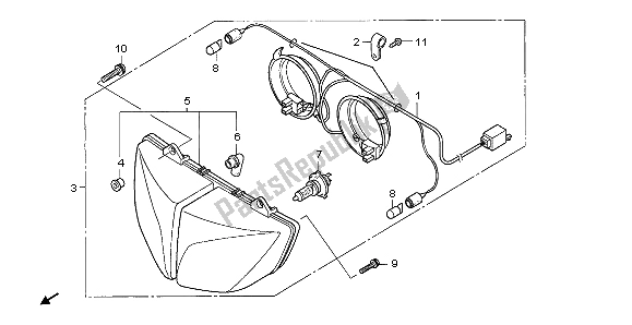 All parts for the Headlight (uk) of the Honda CBF 600S 2007