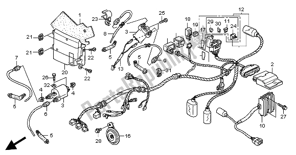 All parts for the Wire Harness of the Honda VTX 1300S 2004