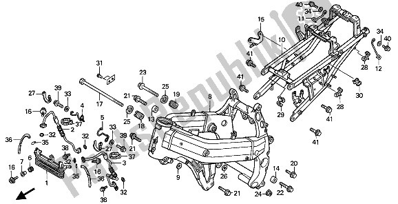 All parts for the Frame Body of the Honda VFR 400R3 1991