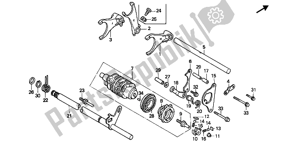 All parts for the Gearshift Drum of the Honda CBR 600F 1990