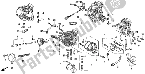 All parts for the Carburetor (component Parts) of the Honda VF 750C 1994