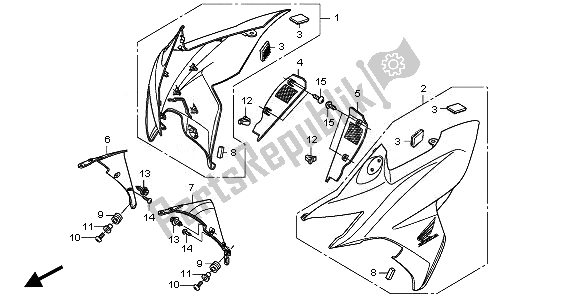 All parts for the Front Cowl of the Honda CBF 1000 FTA 2010