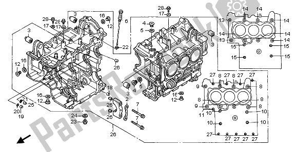 Alle onderdelen voor de Cilinderblok van de Honda GL 1500 SE 1997