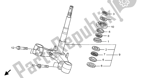 All parts for the Steering Stem of the Honda FES 150 2007