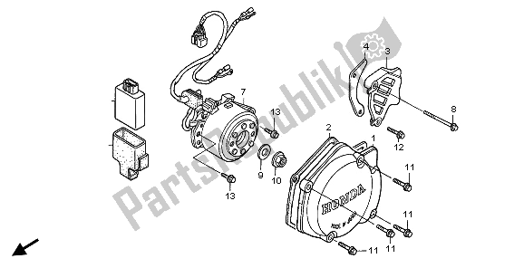 Todas las partes para Tapa Del Cárter Izquierdo Y Generador de Honda CR 125R 2006