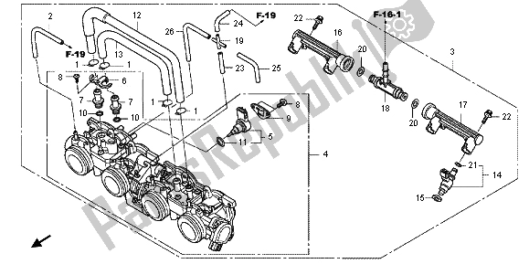 All parts for the Throttle Body of the Honda CB 1000R 2012