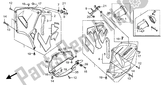 Alle onderdelen voor de Onderste Kap van de Honda CBR 600 RR 2006