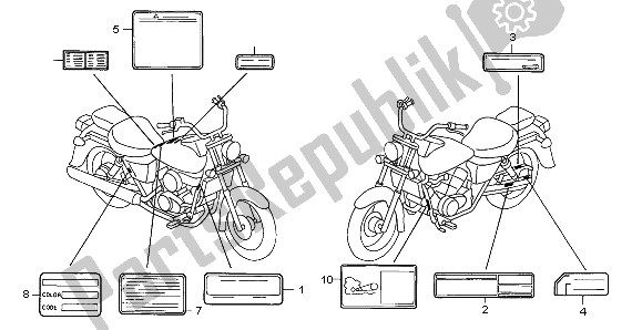 Alle onderdelen voor de Waarschuwingsetiket van de Honda VT 125C 2003