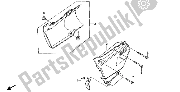 All parts for the Side Cover of the Honda NX 250 1989