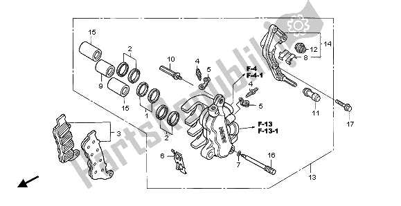 All parts for the L. Front Brake Caliper of the Honda NT 700V 2007