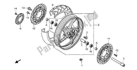 All parts for the Front Wheel of the Honda CB 600 FA Hornet 2011