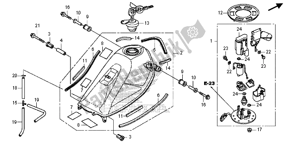 Alle onderdelen voor de Benzinetank van de Honda CRF 250L 2015