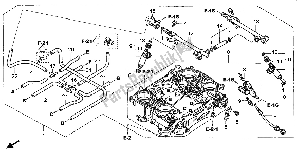 All parts for the Throttle Body (assy.) of the Honda VFR 800A 2006