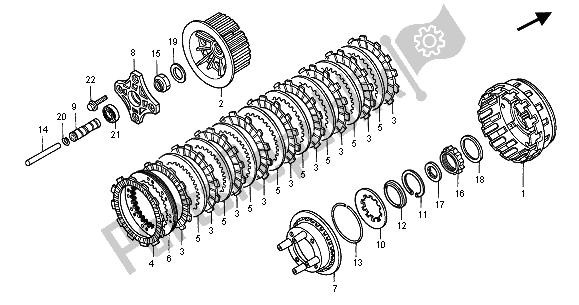 All parts for the Clutch of the Honda GL 1500C 2001