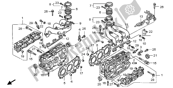 All parts for the Cylinder Head of the Honda GL 1500 SE 1995