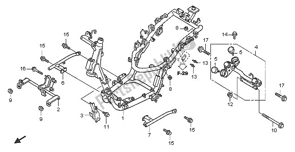 All parts for the Frame Body of the Honda SH 125 2005