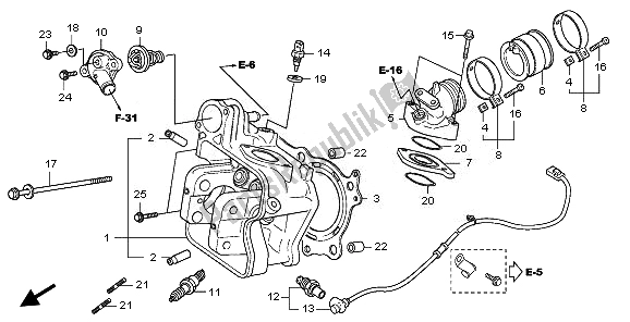 All parts for the Cylinder Head of the Honda SH 300 2011