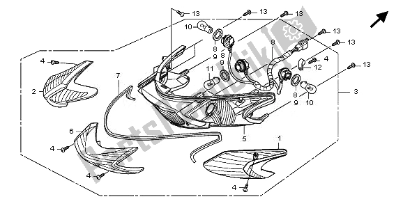 All parts for the Rear Combination Light of the Honda SH 150 2011