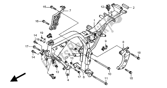 All parts for the Frame Body of the Honda CB 600F2 Hornet 2000