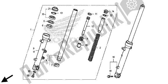 Todas as partes de Garfo Dianteiro do Honda CB 500 FA 2013 Todas as partes de Garfo Dianteiro do Honda CB 500 FA 2013