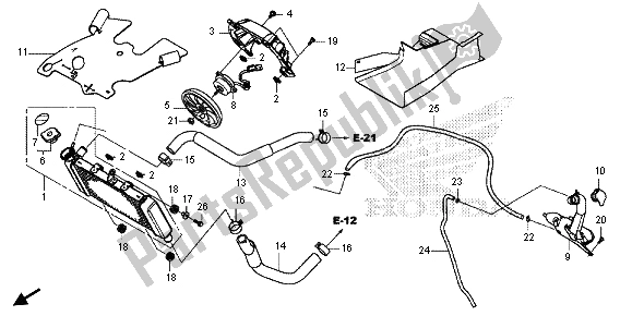 Alle onderdelen voor de Radiator van de Honda CBR 500 RA 2013