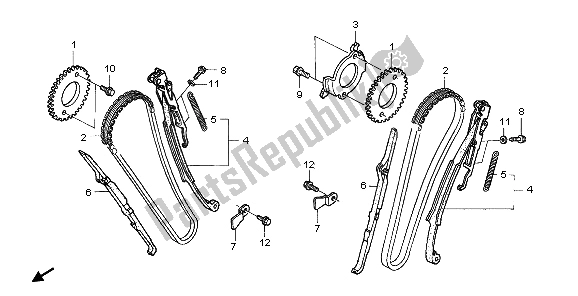 Alle onderdelen voor de Nokkenketting & Spanner van de Honda NT 700V 2009