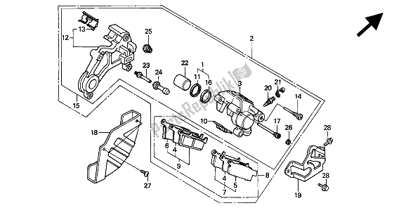 Toutes les pièces pour le étrier De Frein Arrière du Honda CR 125R 1994