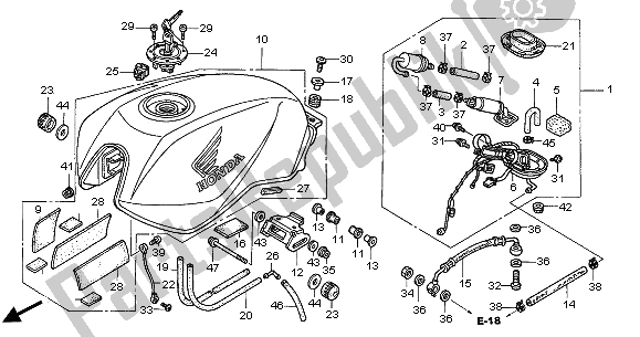 All parts for the Fuel Tank of the Honda CB 900F Hornet 2002