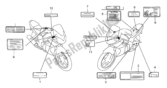 Todas las partes para Etiqueta De Precaución de Honda CBR 125R 2004