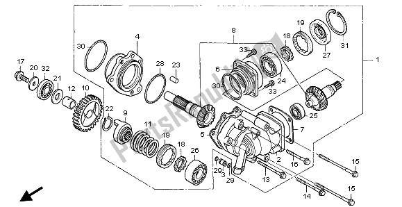 All parts for the Side Gear Case of the Honda NT 650V 2002