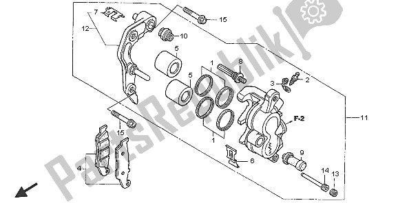 All parts for the Front Brake Caliper of the Honda CRF 250R 2005