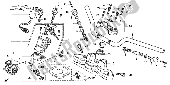 Alle onderdelen voor de Handvatpijp & Hoogste Brug van de Honda CB 1000R 2012