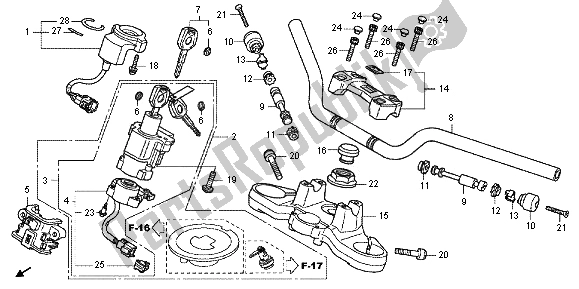 All parts for the Handle Pipe & Top Bridge of the Honda CB 1000R 2012