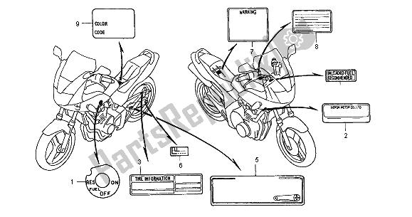 Alle onderdelen voor de Waarschuwingsetiket van de Honda CB 600F2 Hornet 2001