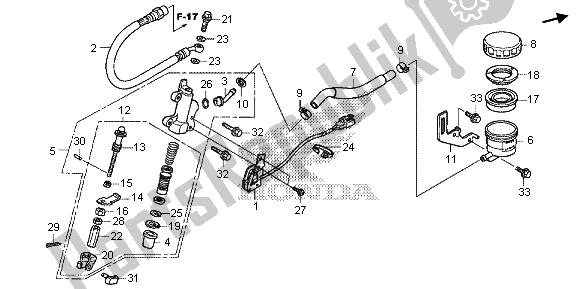 All parts for the Rear Brake Master Cylinder of the Honda GL 1800B 2013