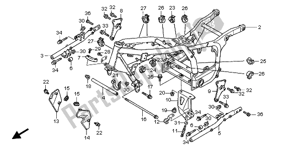 All parts for the Frame Body of the Honda GL 1500C 1999