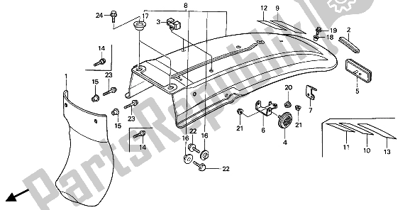 All parts for the Rear Fender of the Honda XR 250R 1985