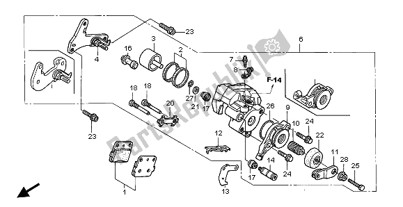 Alle onderdelen voor de Achter Remklauw van de Honda TRX 400 EX Fourtrax 2000