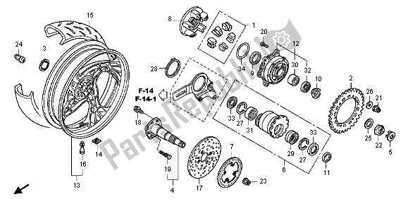 Todas las partes para Rueda Trasera de Honda CB 1000 RA 2012