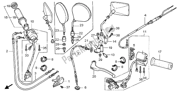 Todas las partes para Interruptor Y Cable de Honda VT 1100C2 1996