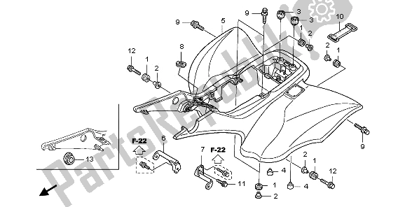 All parts for the Rear Fender of the Honda TRX 450 ER Sportrax 2006