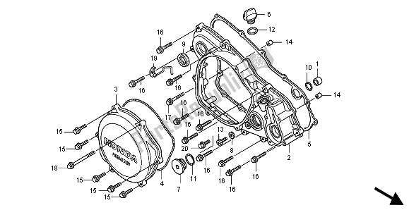 All parts for the R. Crankcase Cover of the Honda CRF 450R 2003