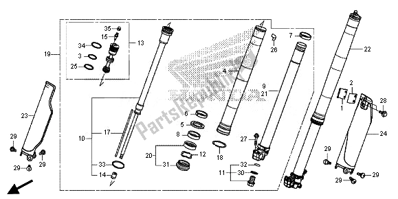 All parts for the Front Fork of the Honda CRF 450R 2014