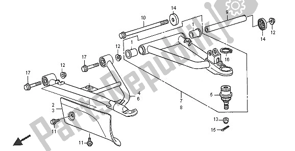 All parts for the Front Arm of the Honda TRX 500 FA Fourtrax Foreman 2005