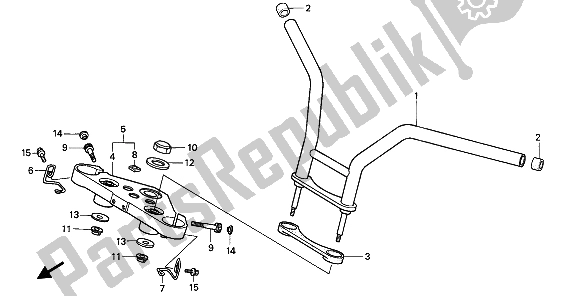 All parts for the Handle Pipe & Top Bridge of the Honda VT 600 CM 1991