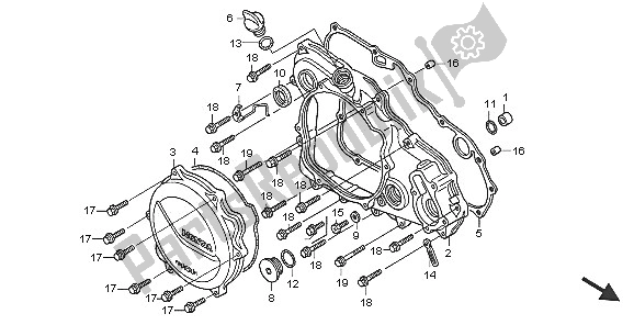 Tutte le parti per il R. Coperchio Del Carter del Honda CRF 450X 2005