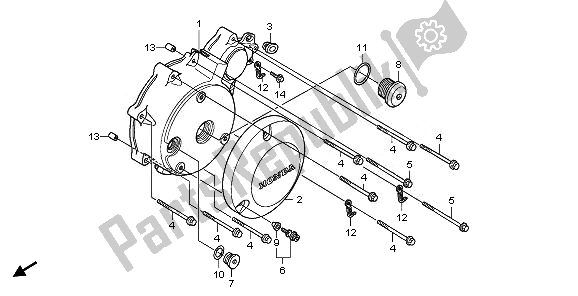 All parts for the Left Crankcase Cover of the Honda VT 750C2B 2011