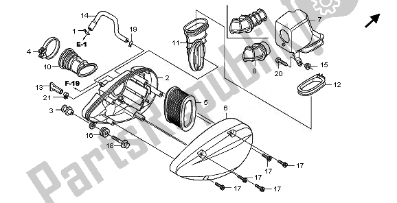 All parts for the Air Cleaner of the Honda VT 750C 2008