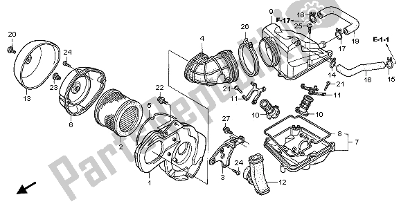 All parts for the Air Cleaner of the Honda VT 125C 2003